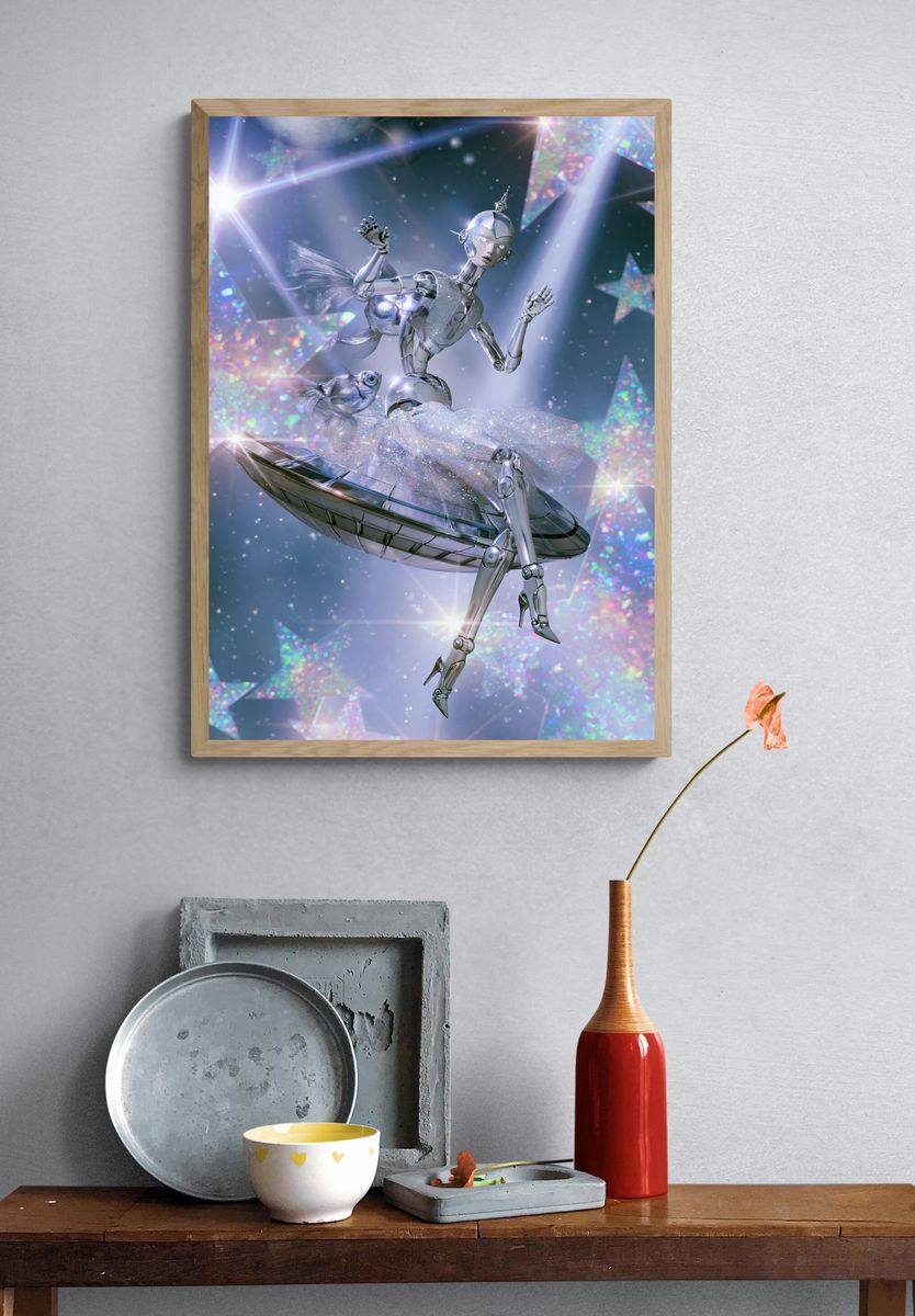 Celestial Robot Mermaid Print. — room view 3