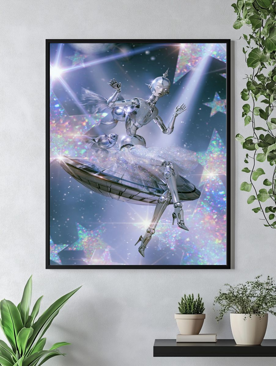 Celestial Robot Mermaid Print. — room view 4