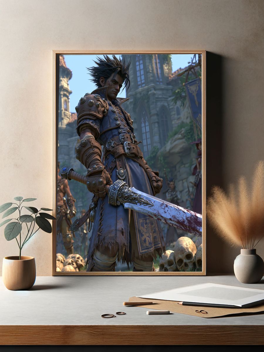 Fantasy Warrior Portrait Poster. — room view 2