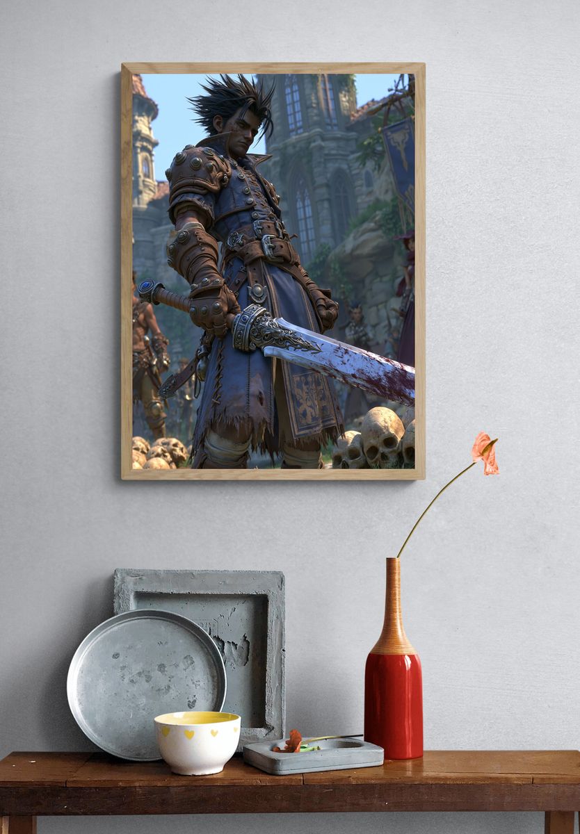 Fantasy Warrior Portrait Poster. — room view 3