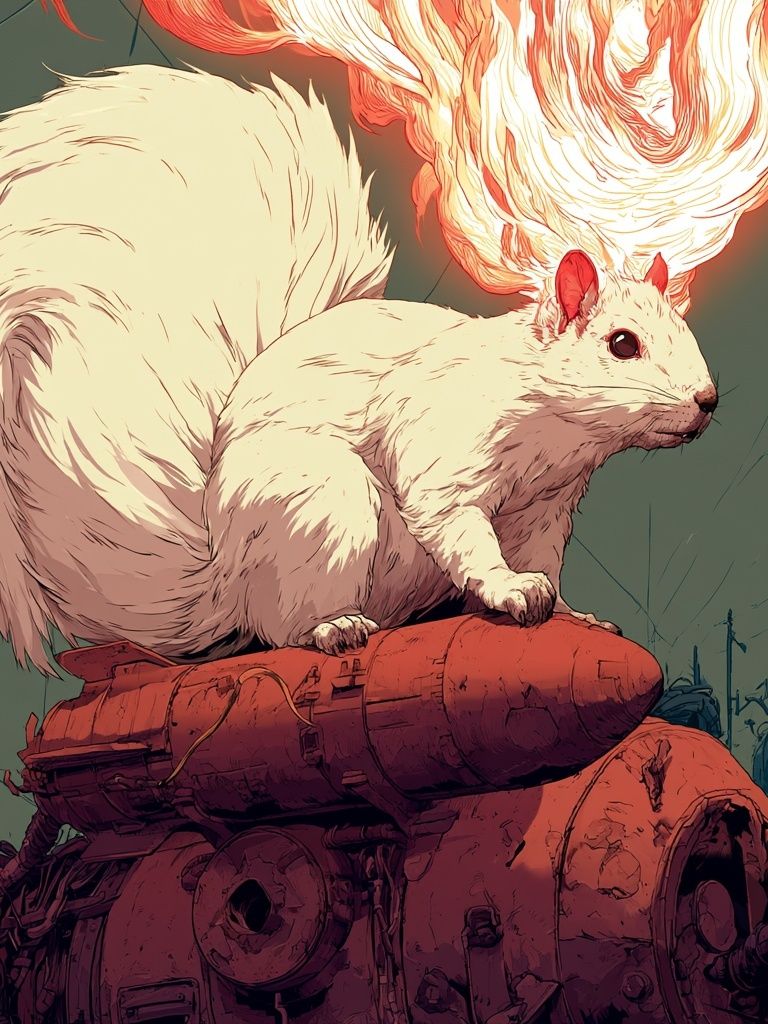 Flaming White Squirrel Digital Art Poster. poster detail