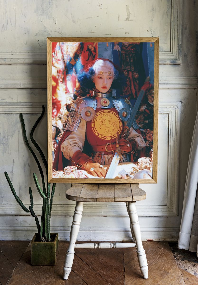 Fantasy Warrior Portrait Print. room preview