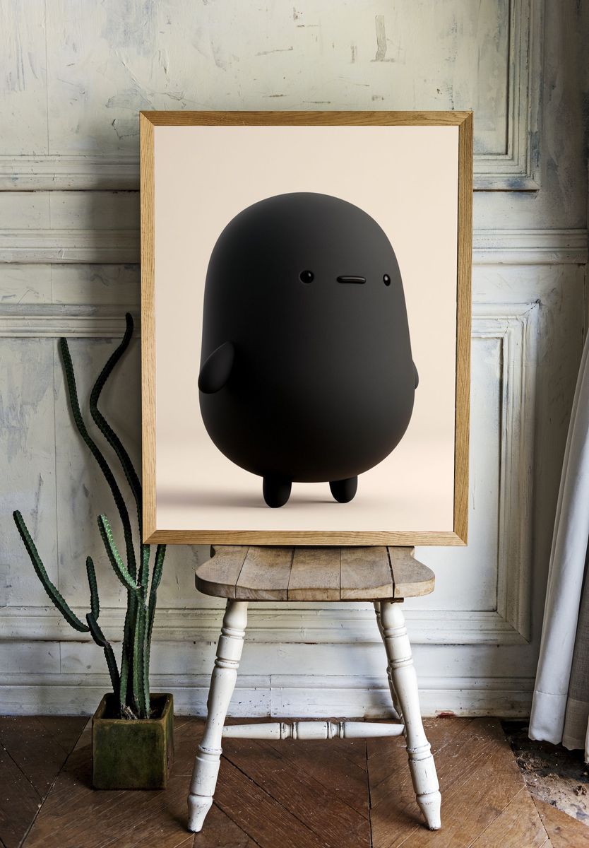 Minimal Black Character Poster. room preview