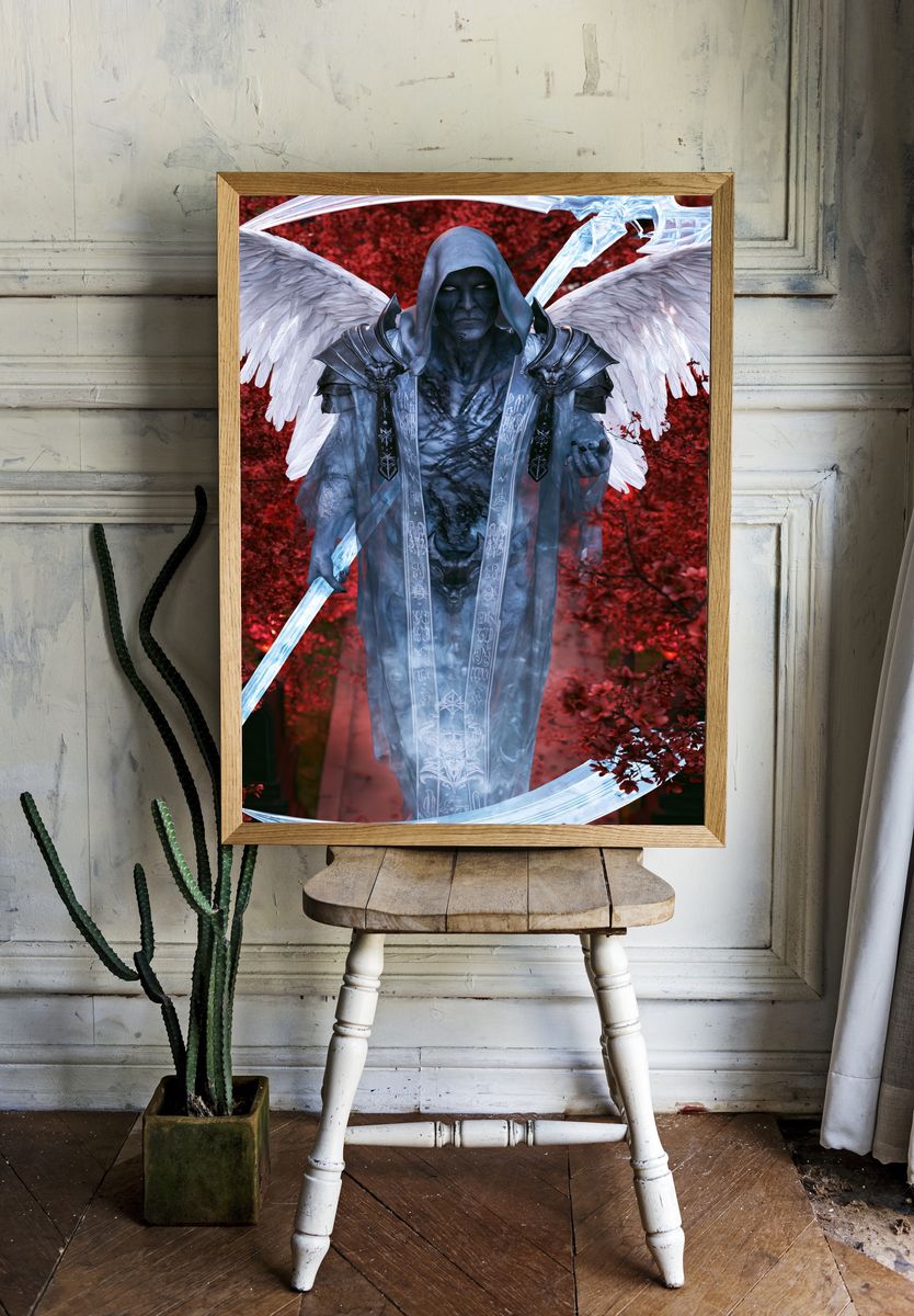 Winged Grim Reaper Fantasy Poster. room preview