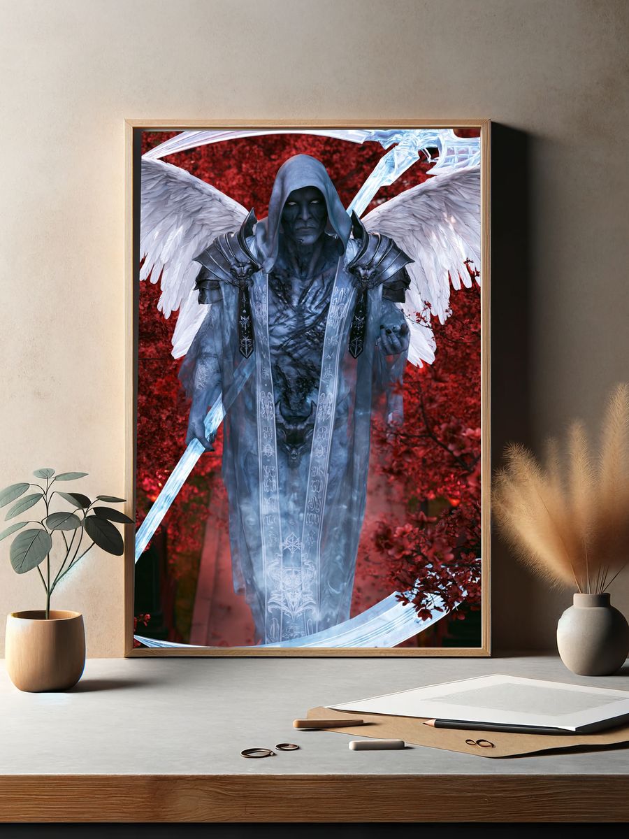 Winged Grim Reaper Fantasy Poster. — room view 2