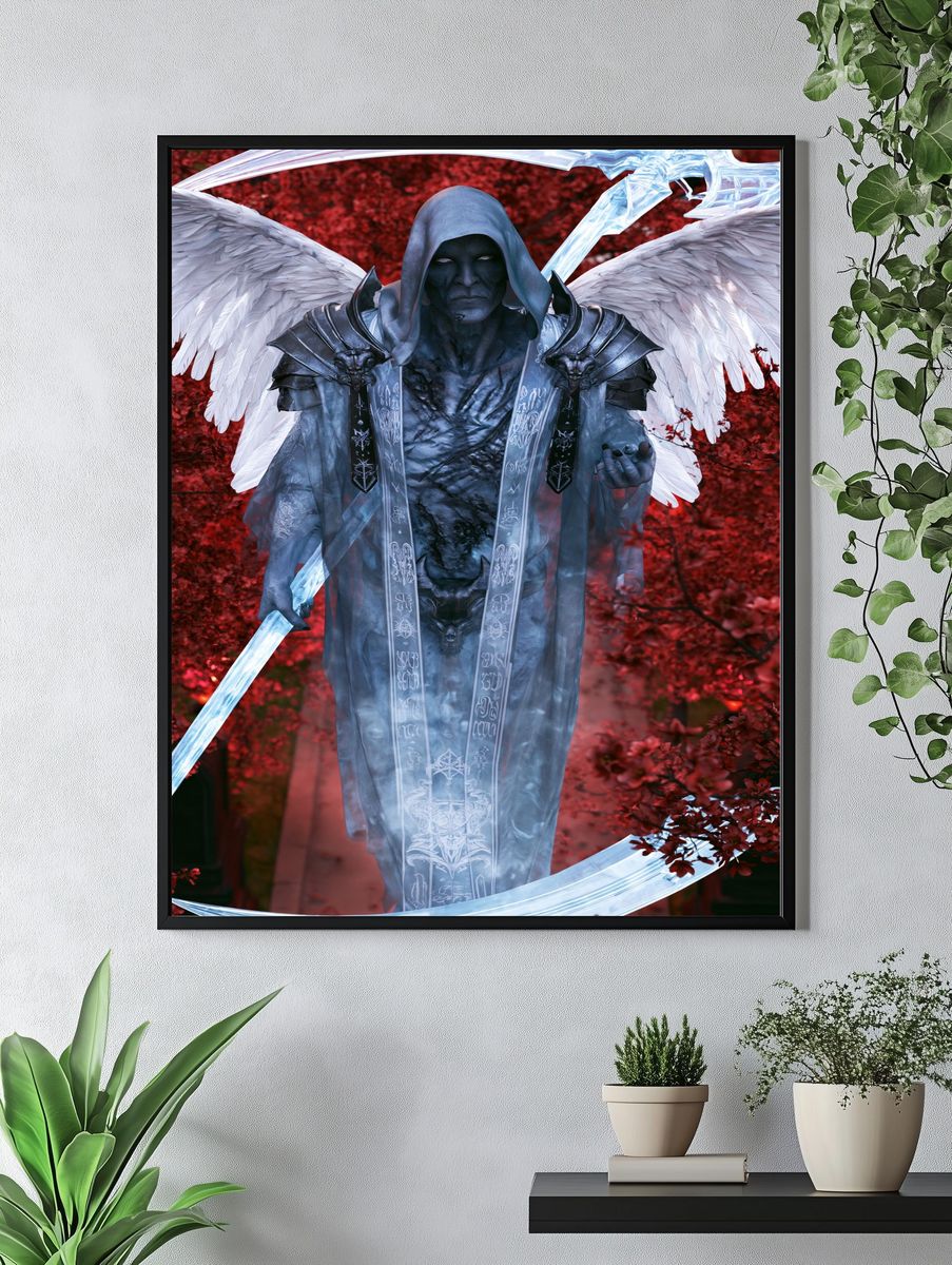 Winged Grim Reaper Fantasy Poster. — room view 4