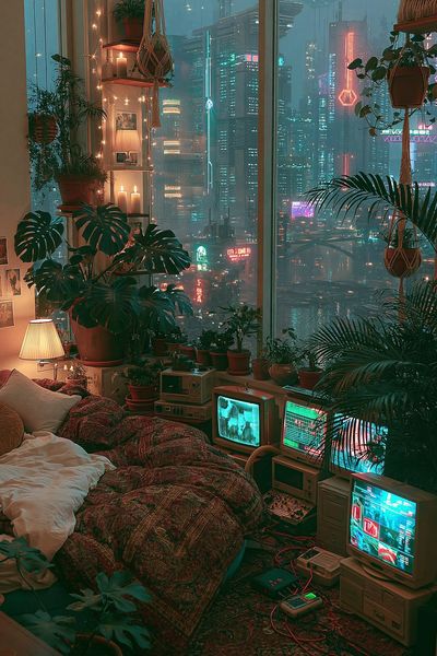 Cyberpunk City Bedroom Poster. poster