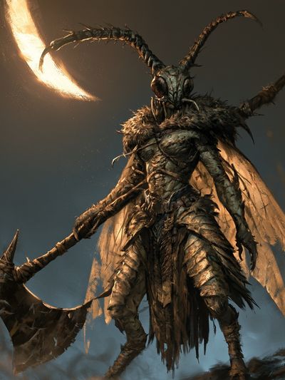 Moth Warrior Fantasy Print. poster