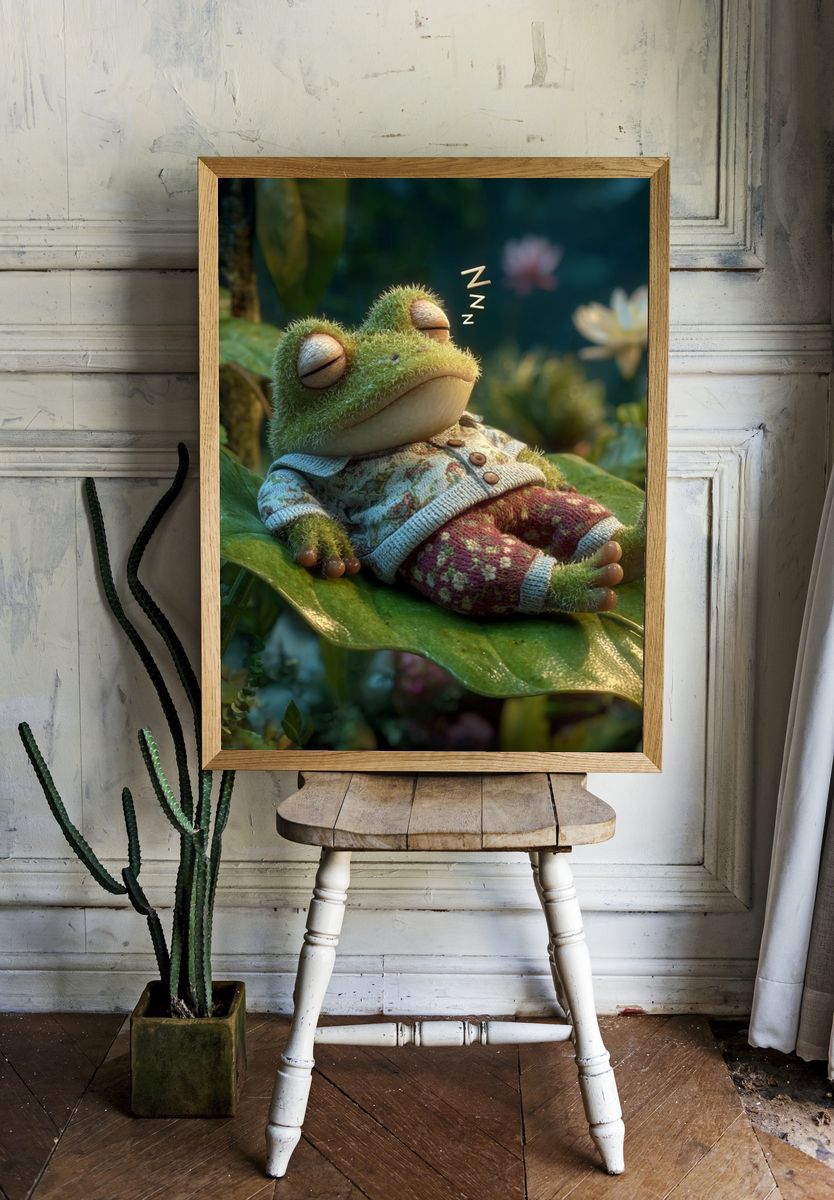 Sleeping Frog Digital Art Print. — room view 1