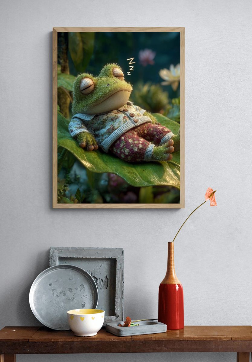 Sleeping Frog Digital Art Print. — room view 3