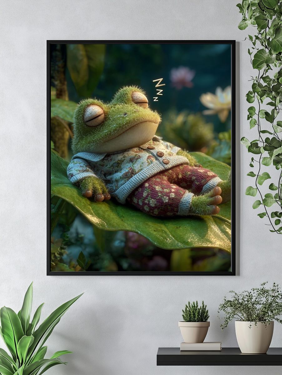 Sleeping Frog Digital Art Print. — room view 4
