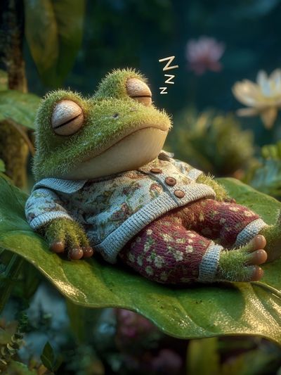 Sleeping Frog Digital Art Print. poster print