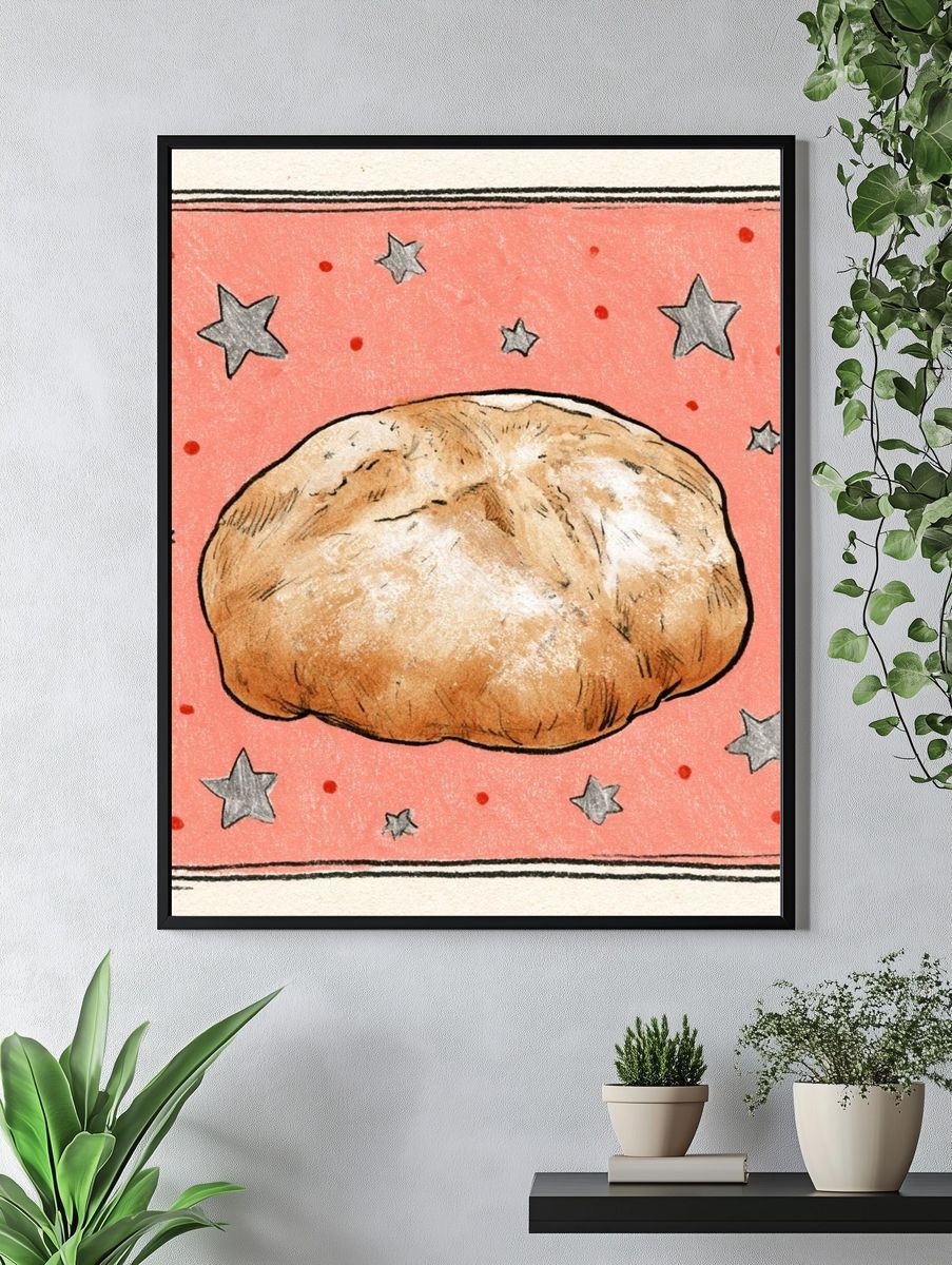 Bread and Stars Illustration Poster. — room view 4