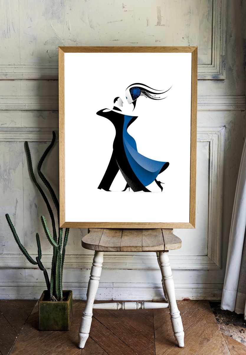 Cyber Dance Silhouette Poster. room preview