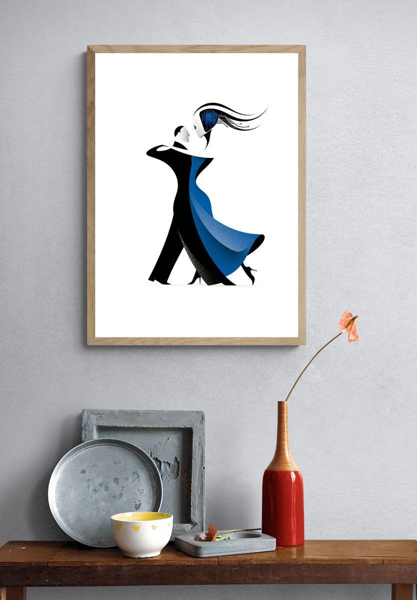 Cyber Dance Silhouette Poster. — room view 3