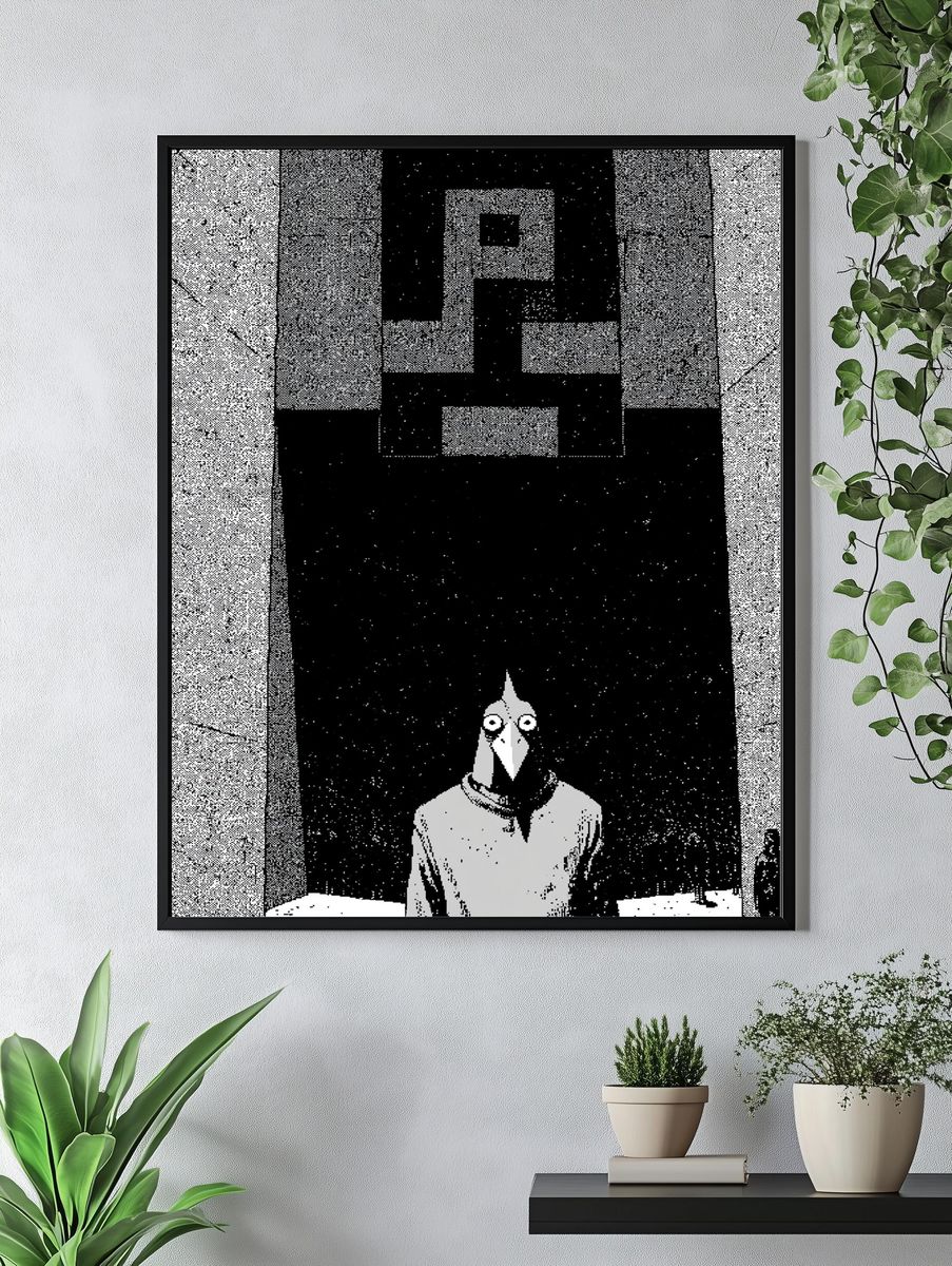 Surreal Bird Figure — Illustration Print. — room view 4