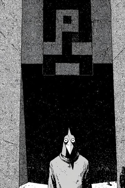 Surreal Bird Figure — Illustration Print.