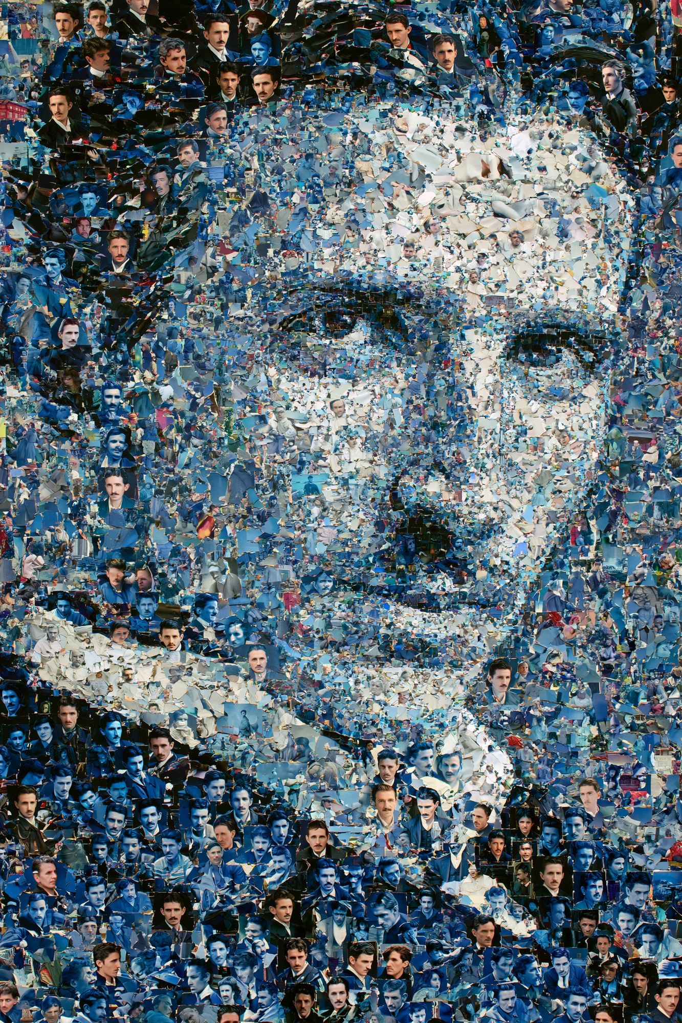 Blue Portrait Mosaic Poster. poster detail