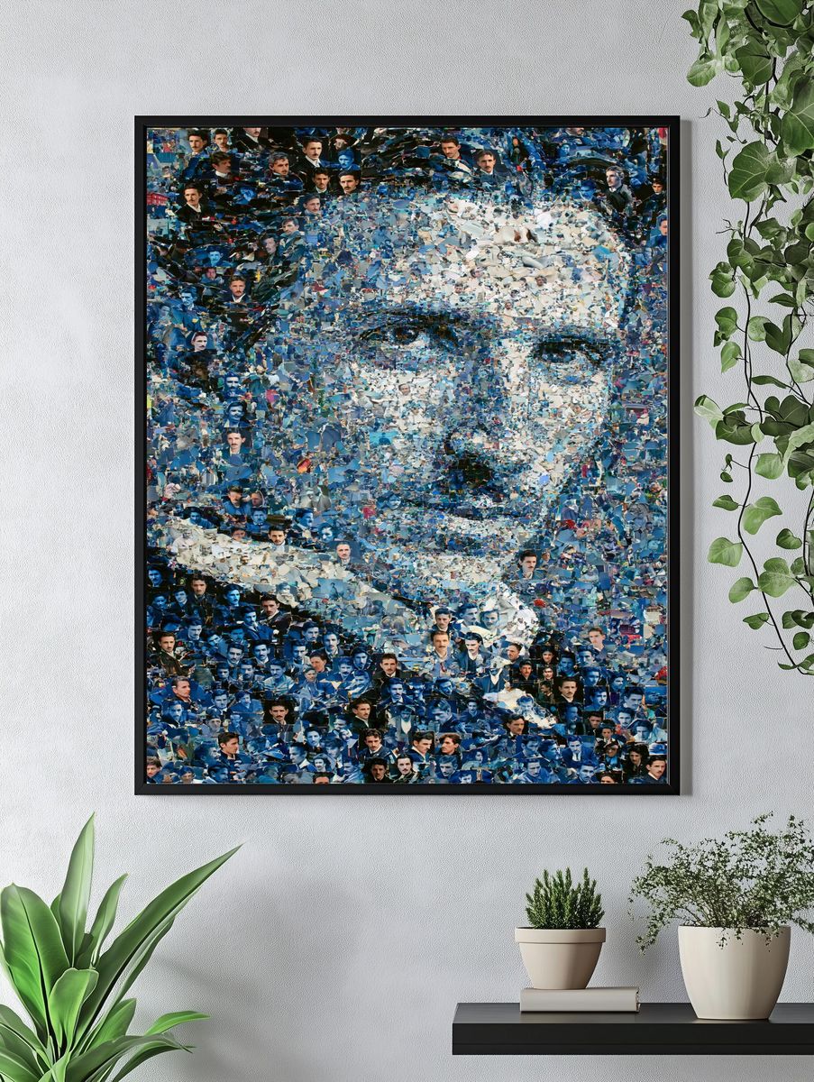 Blue Portrait Mosaic Poster. — room view 4