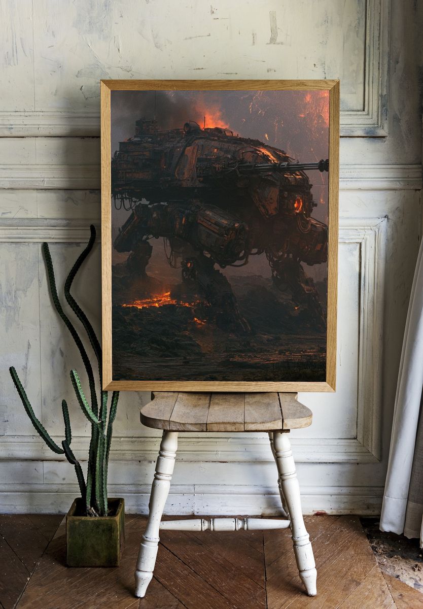 Volcanic Mech Battle Poster. room preview