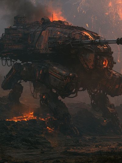 Volcanic Mech Battle Poster. poster
