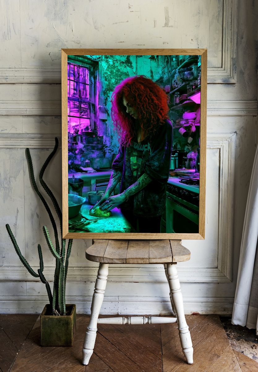 Neon Kitchen Portrait Print. — room view 1