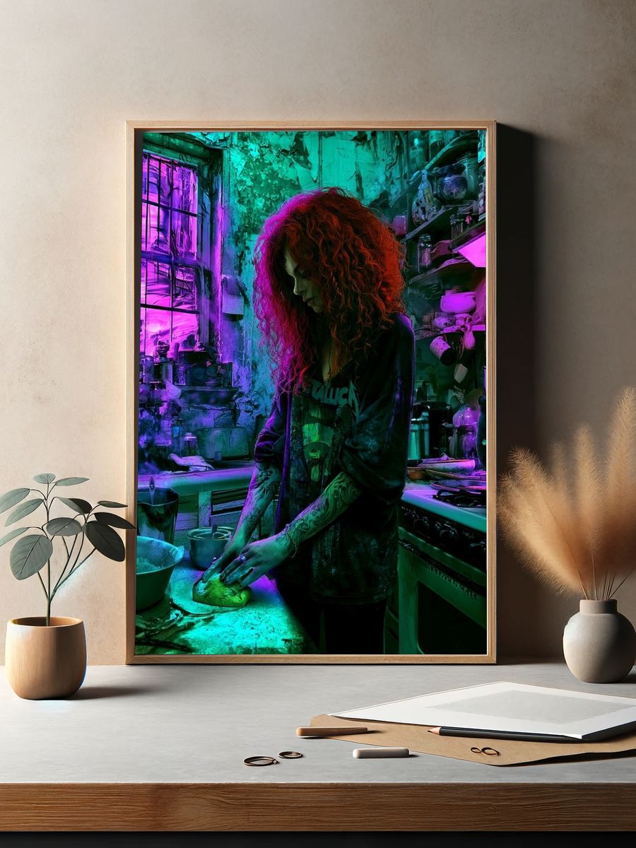 Neon Kitchen Portrait Print. — room view 2