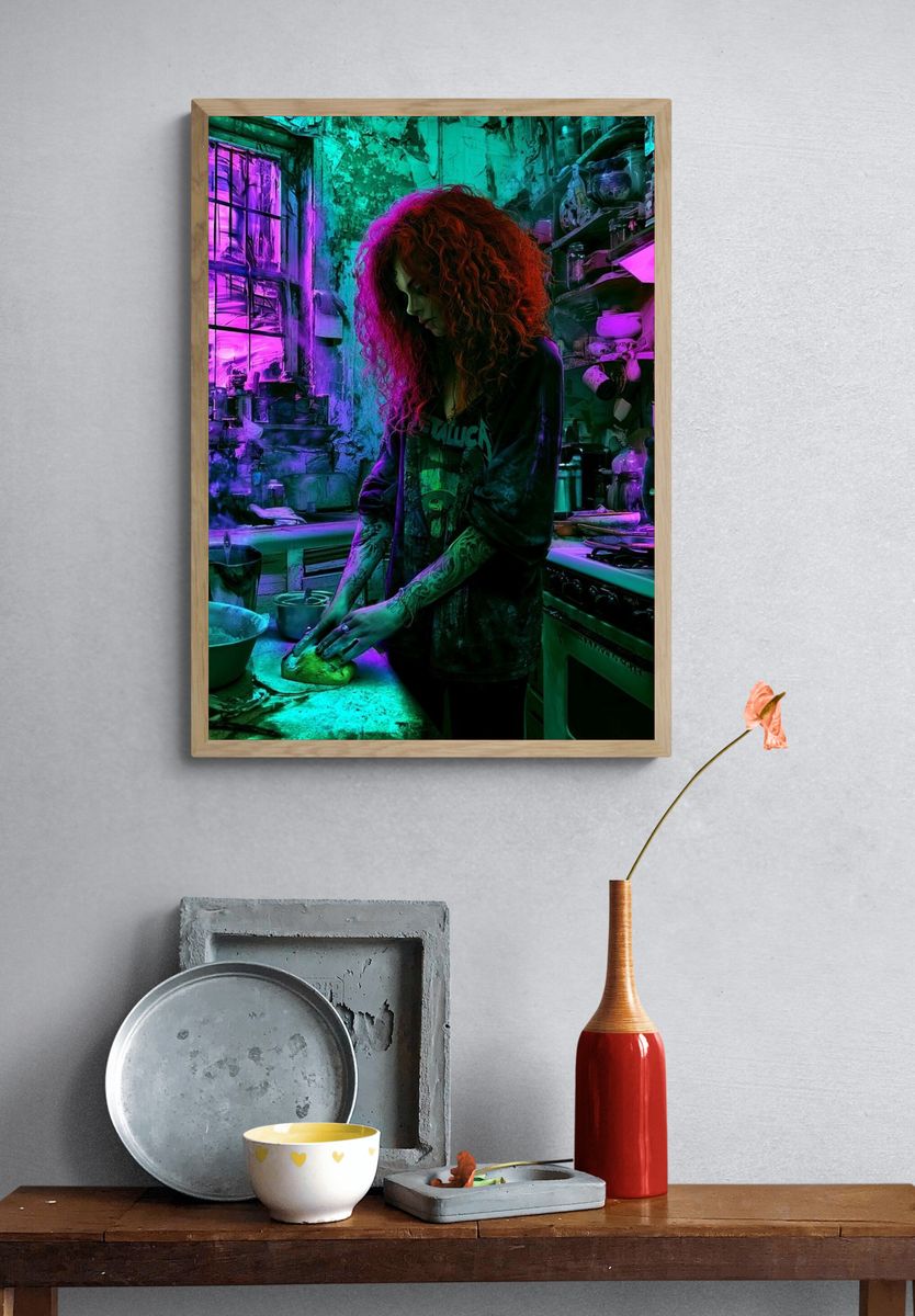Neon Kitchen Portrait Print. — room view 3