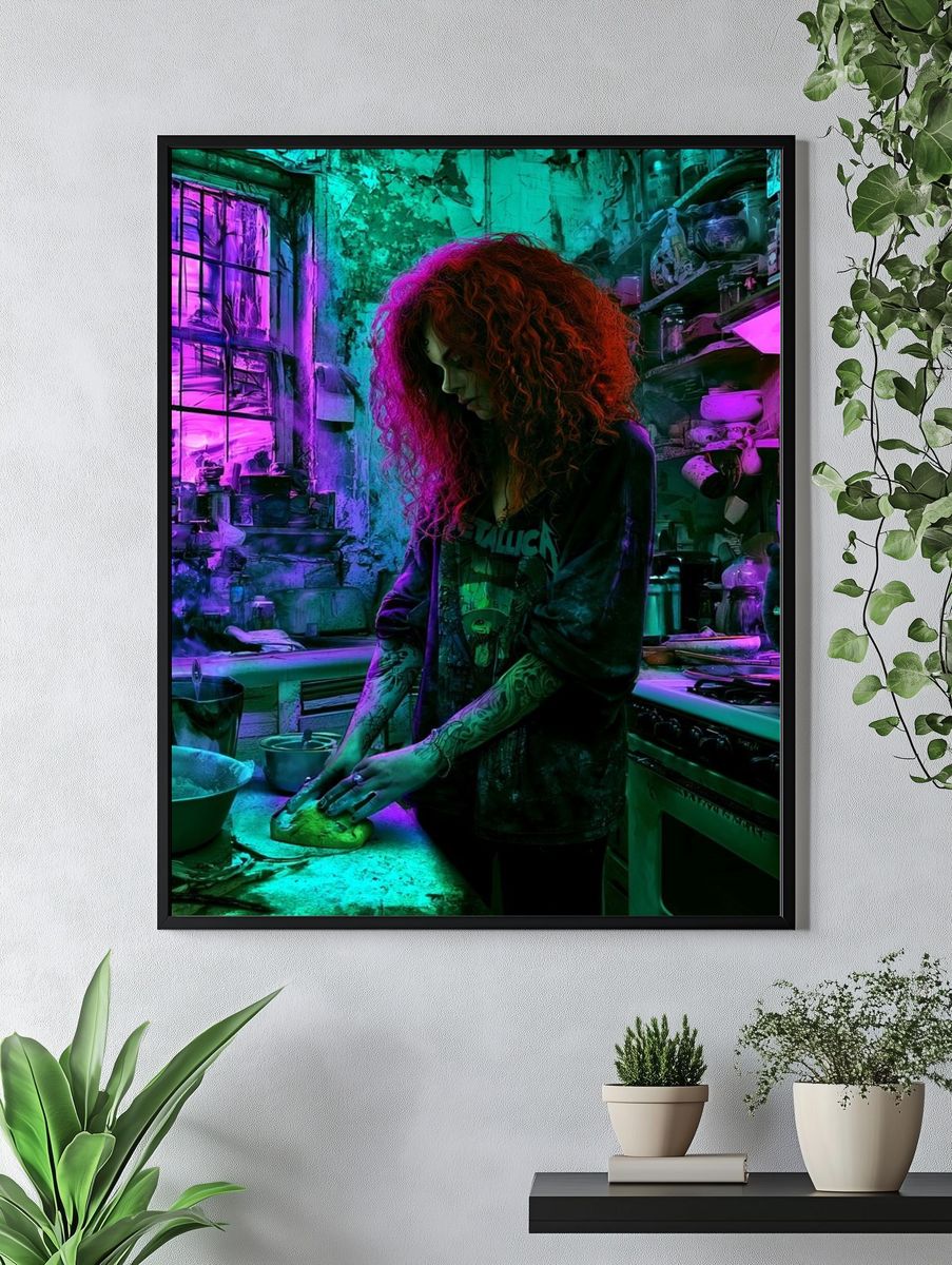 Neon Kitchen Portrait Print. — room view 4