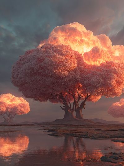 Glowing Blossom Trees Fantasy Print. poster print