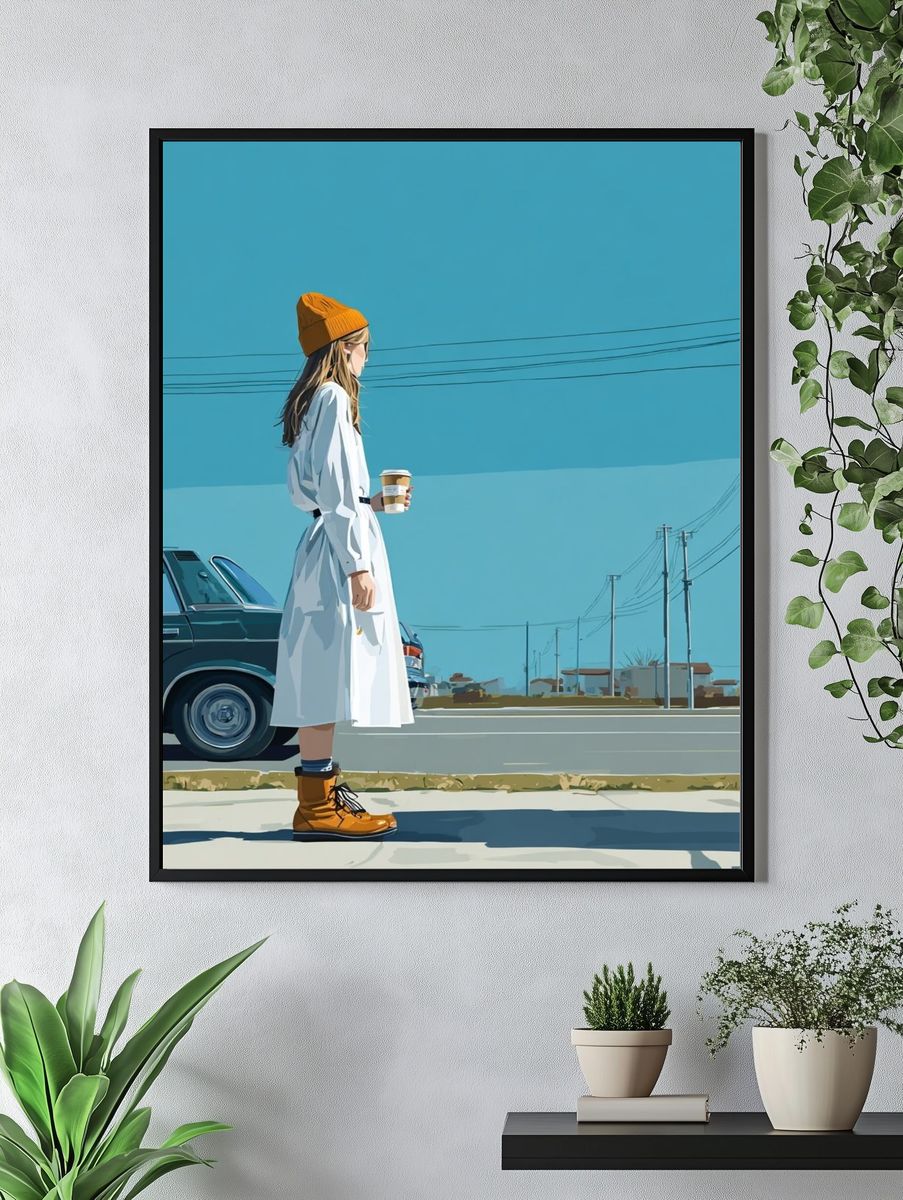 Urban Street Scene Illustration Poster. — room view 4