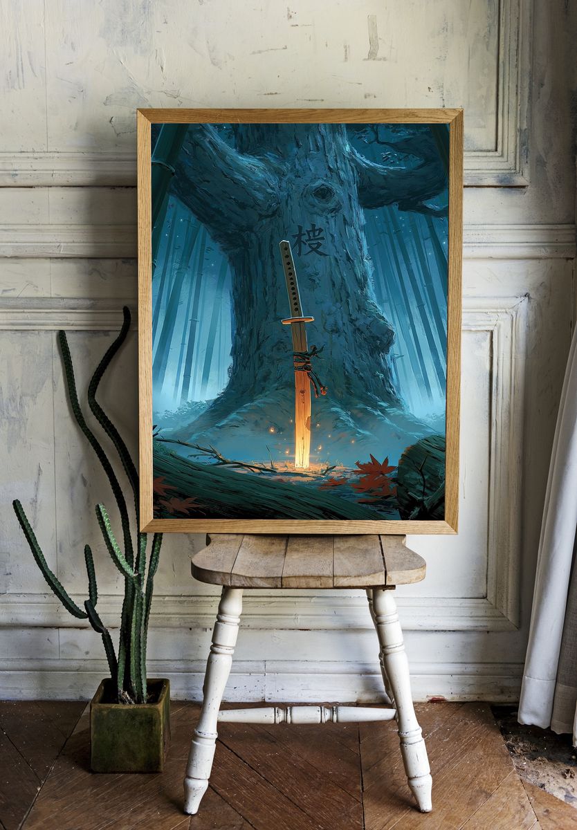 Mystic Bamboo Forest Katana Print. — room view 1