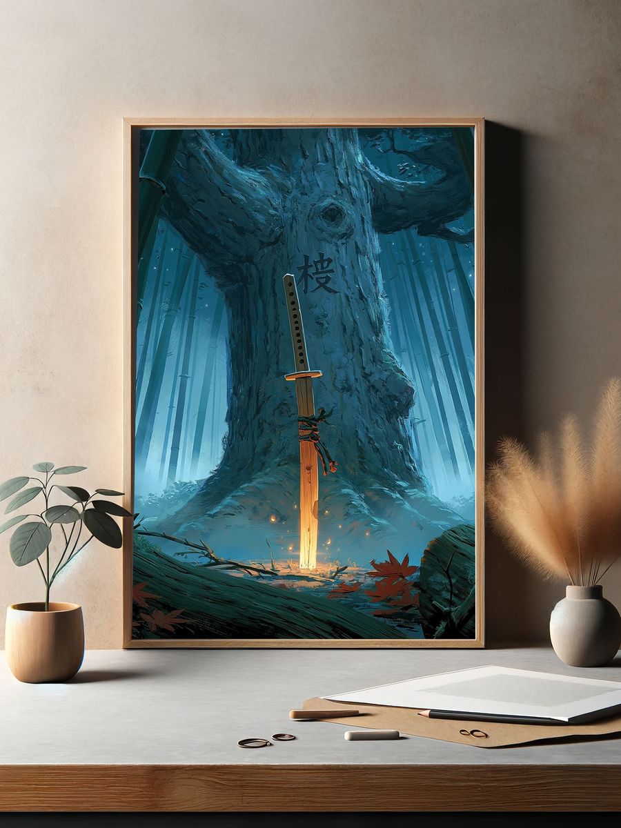 Mystic Bamboo Forest Katana Print. — room view 2