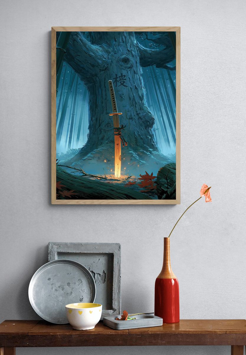 Mystic Bamboo Forest Katana Print. — room view 3