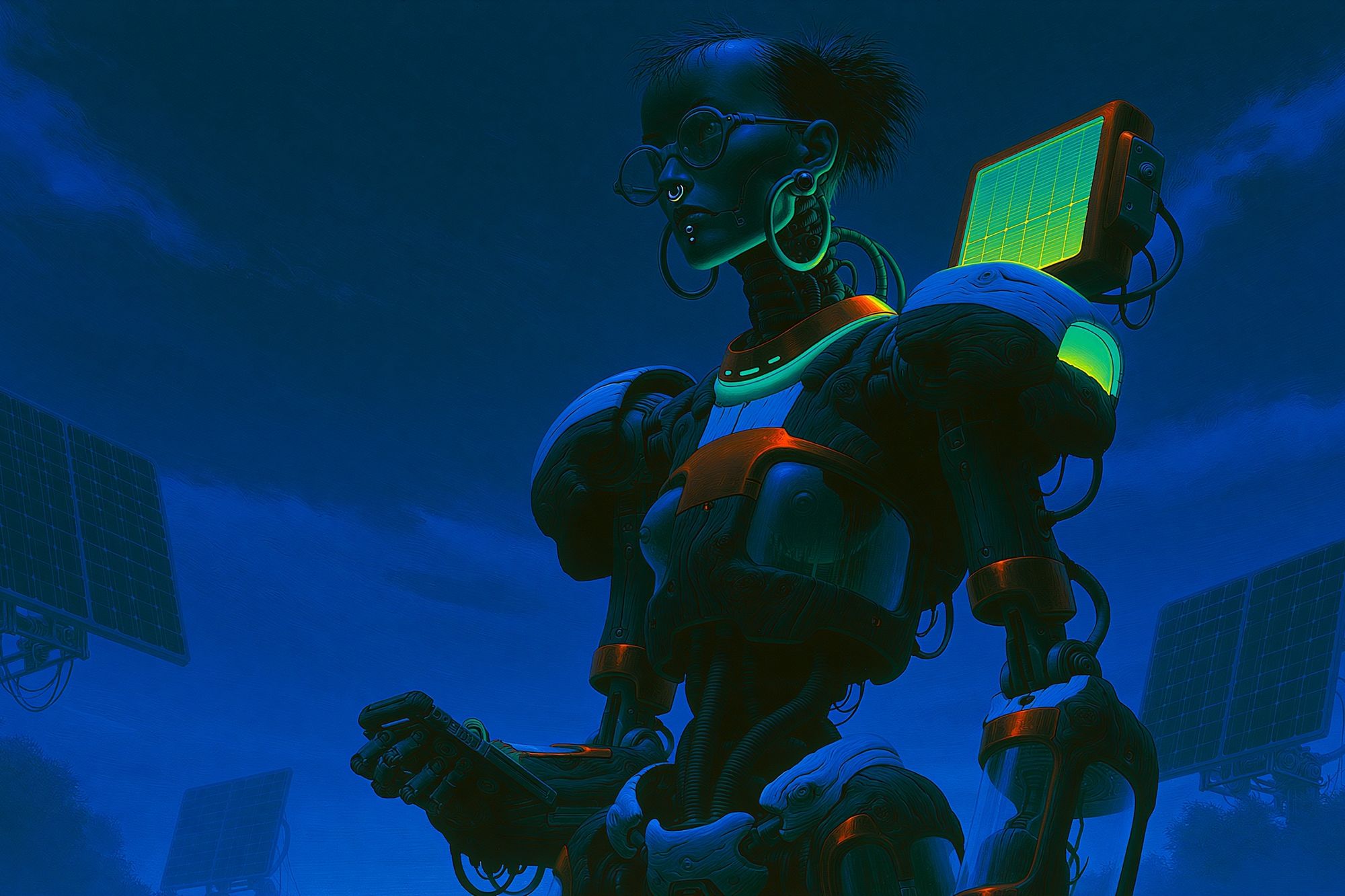 Cyberpunk Robot Figure Poster. poster detail