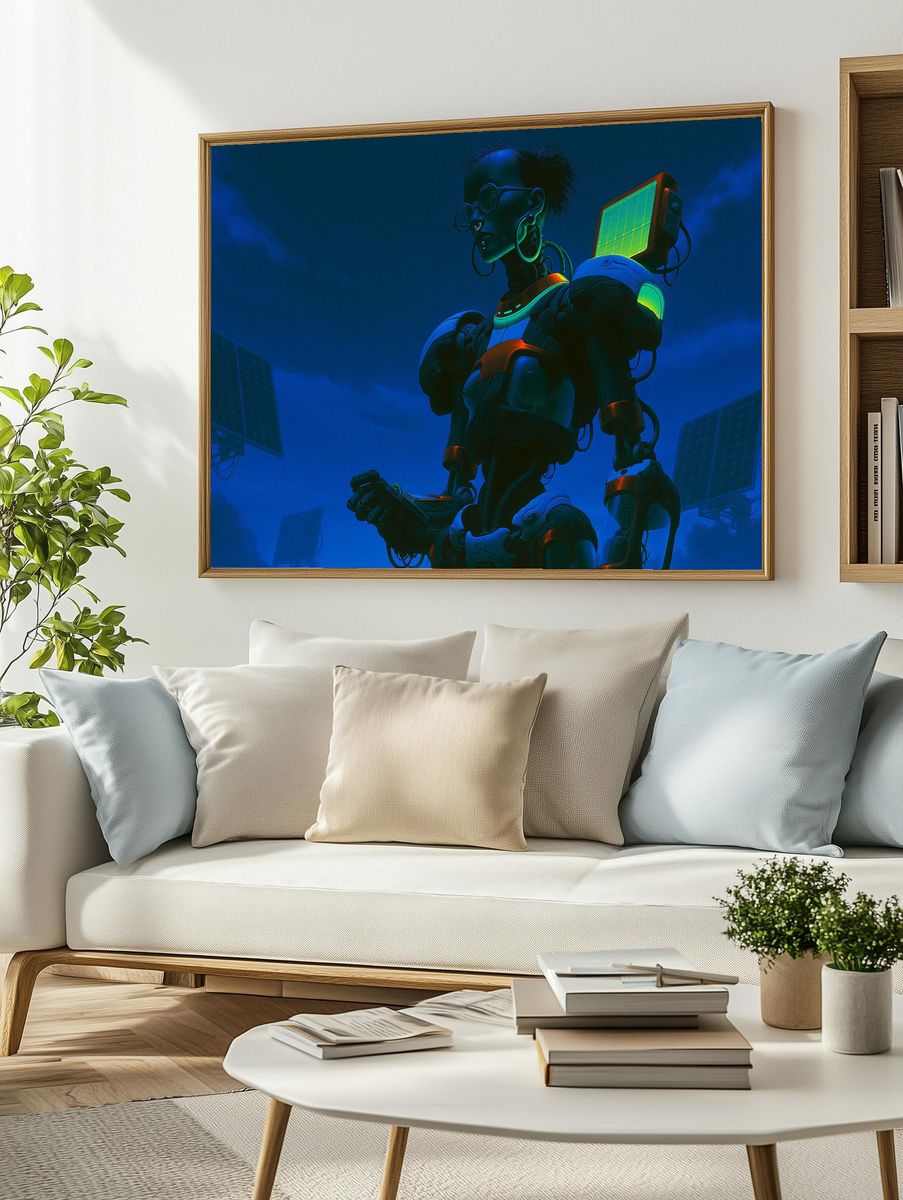 Cyberpunk Robot Figure Poster. — room view 2