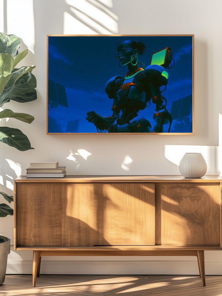 Cyberpunk Robot Figure Poster. — room view 3
