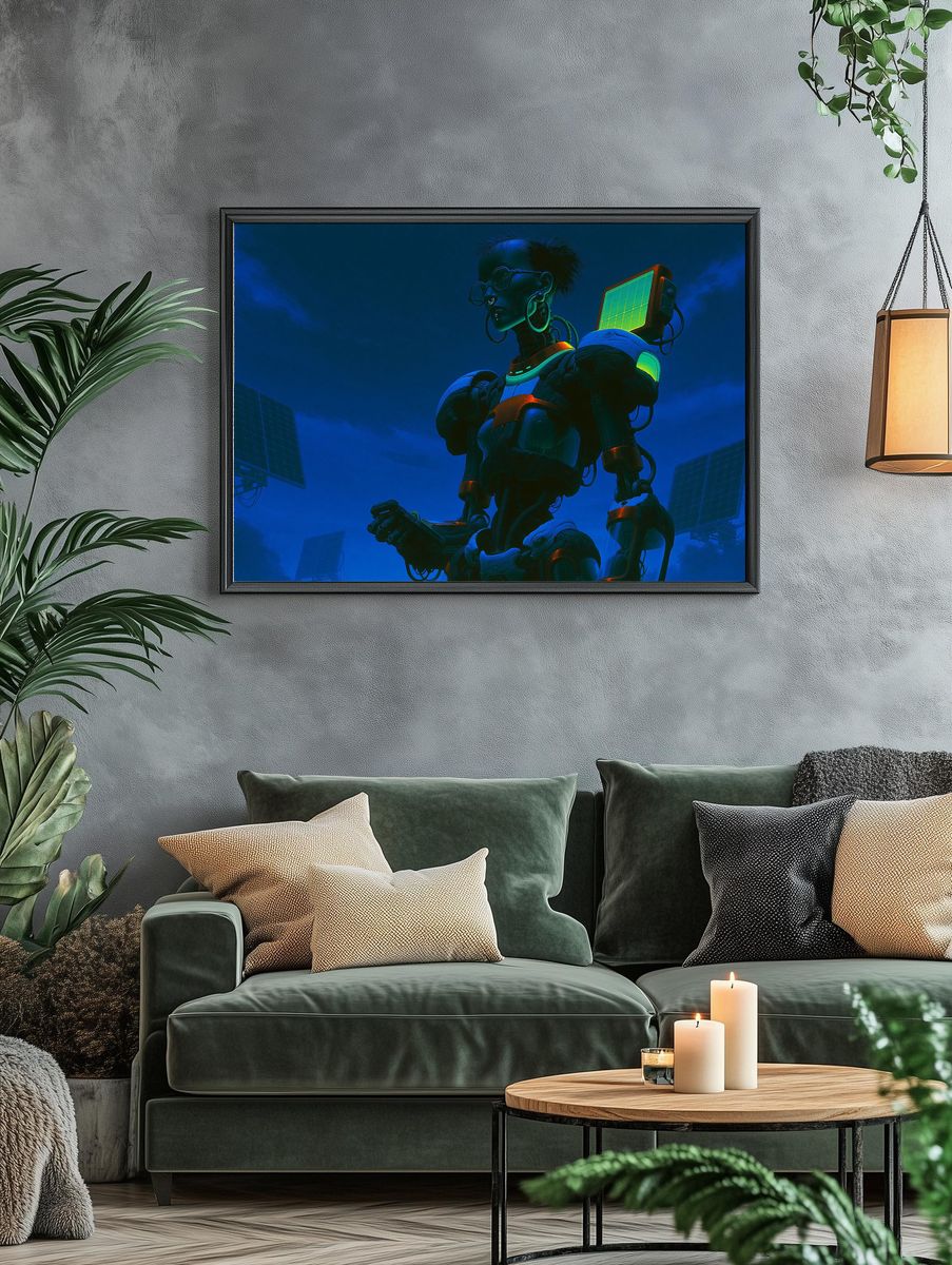 Cyberpunk Robot Figure Poster. — room view 4