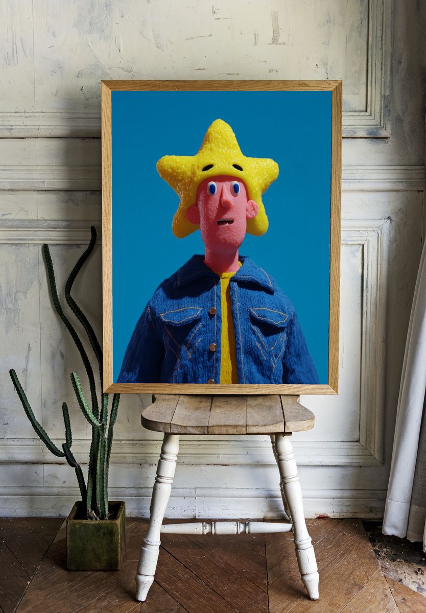 Star-Faced Character Illustration Poster. room preview