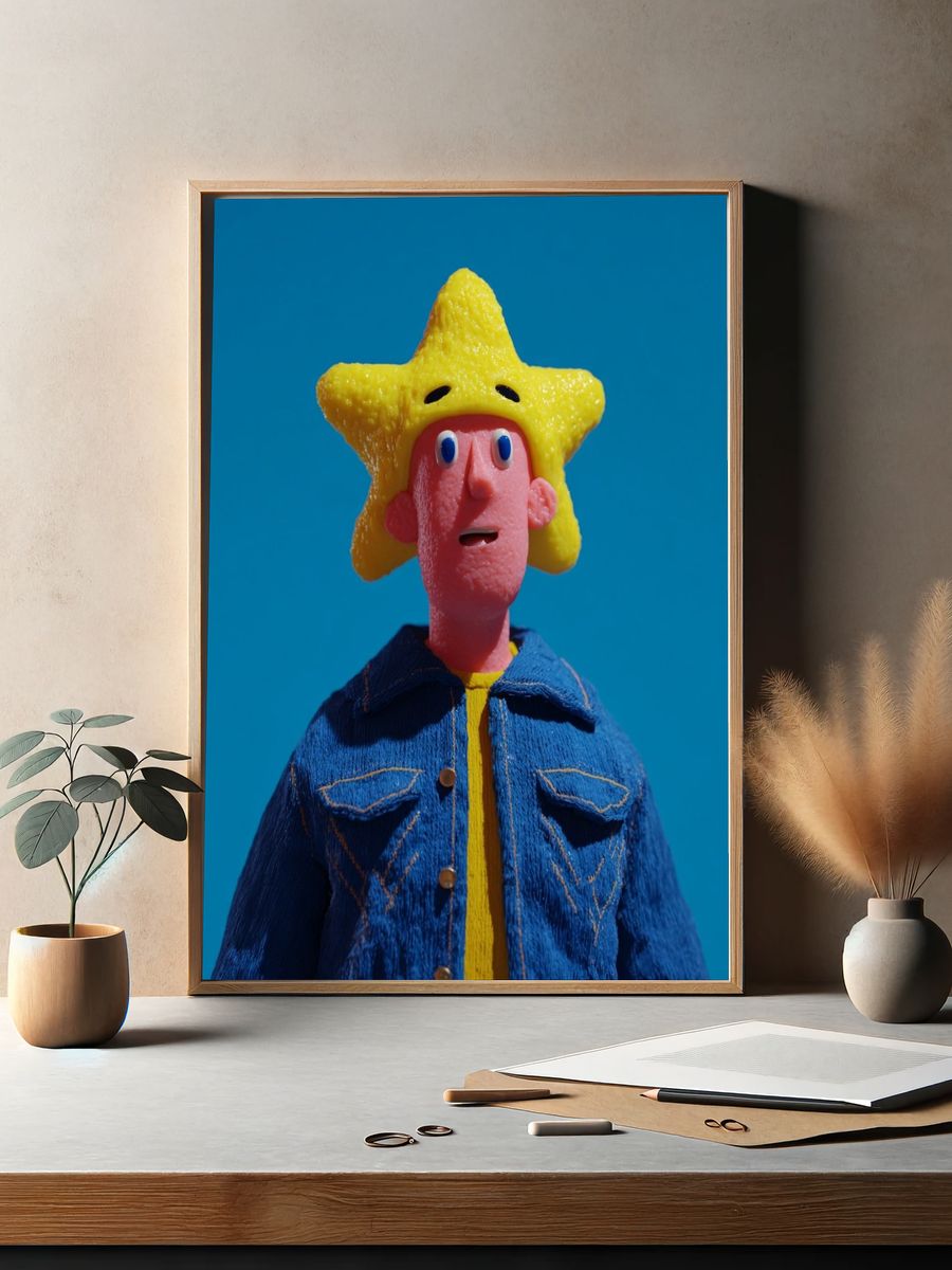 Star-Faced Character Illustration Poster. — room view 2