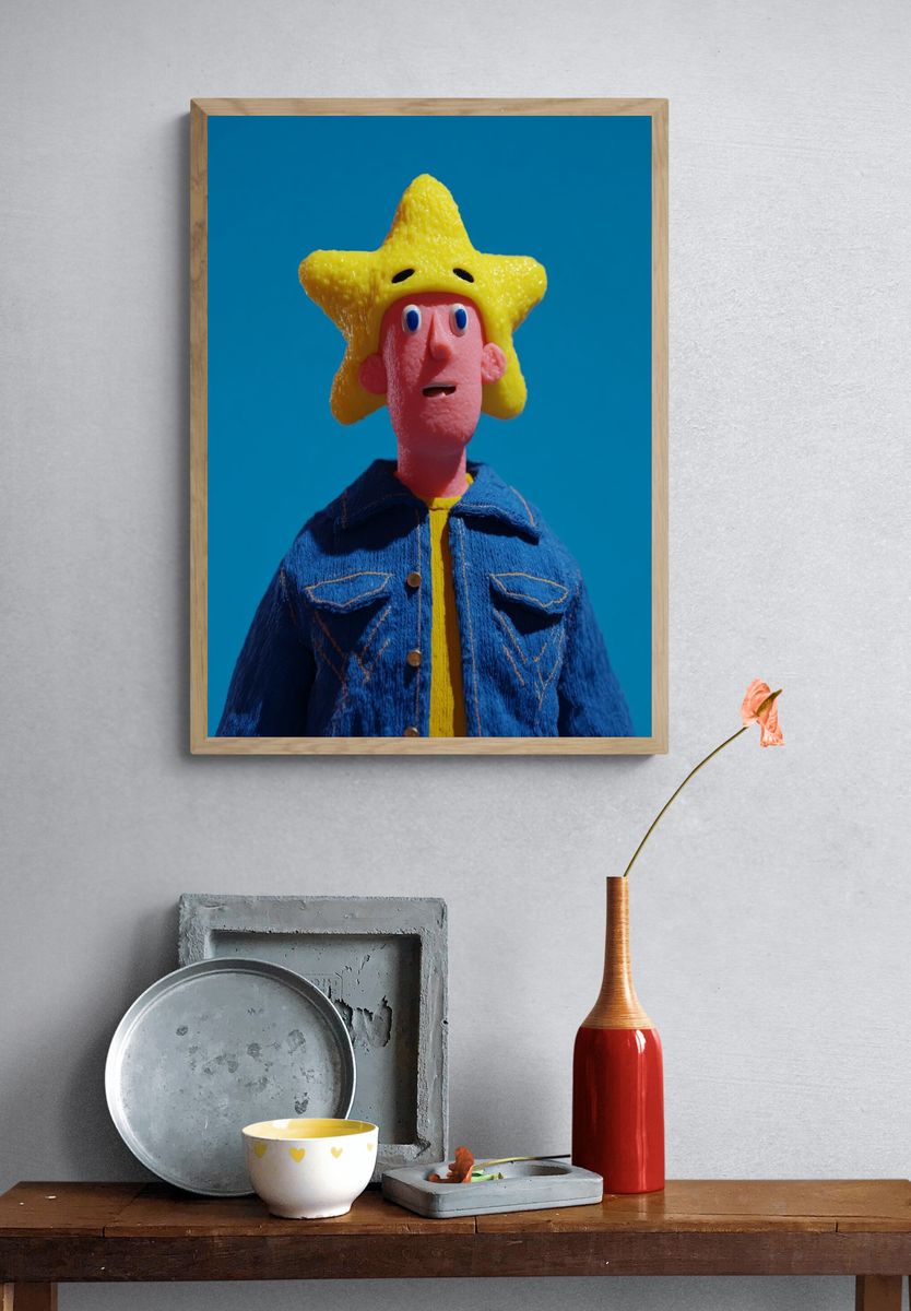 Star-Faced Character Illustration Poster. — room view 3