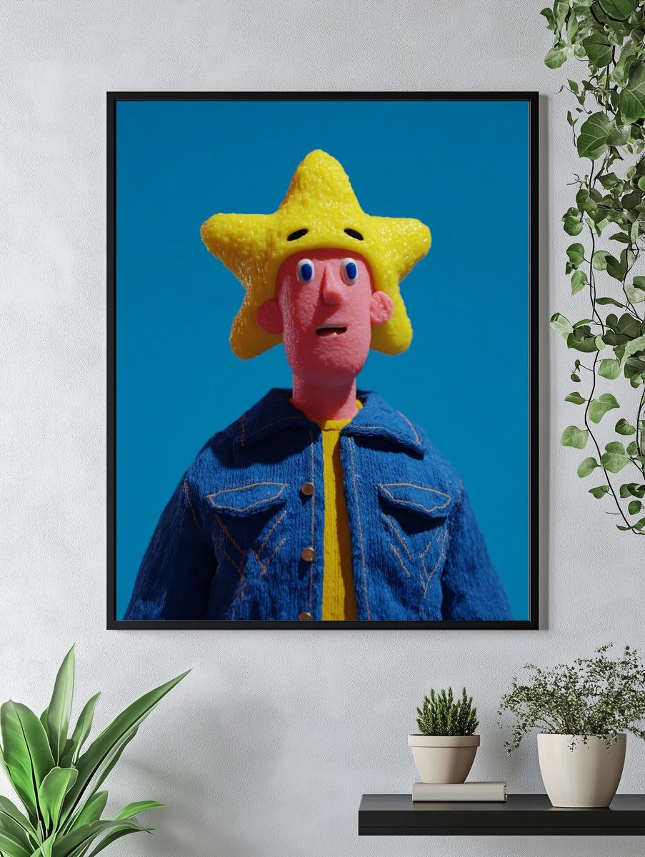 Star-Faced Character Illustration Poster. — room view 4