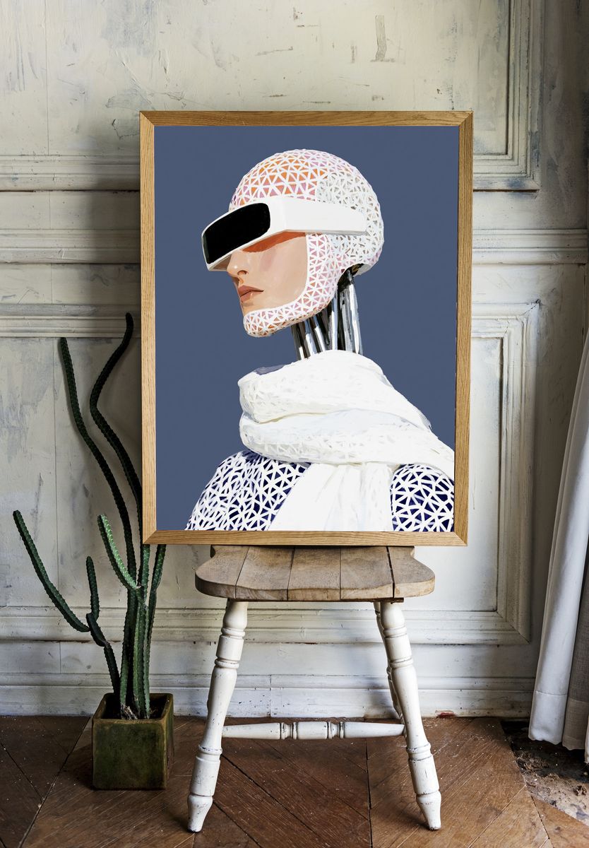 Futuristic Portrait Illustration Poster. — room view 1
