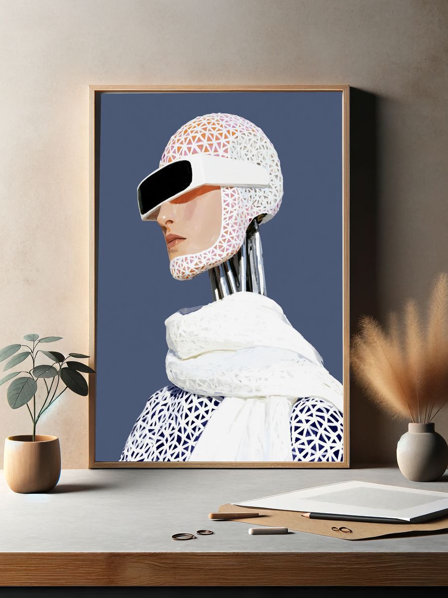 Futuristic Portrait Illustration Poster. — room view 2