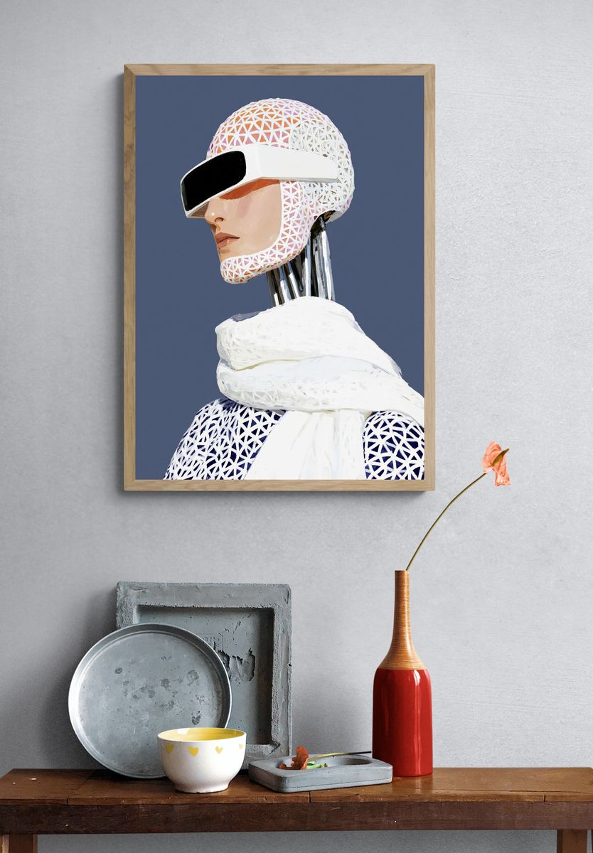 Futuristic Portrait Illustration Poster. — room view 3