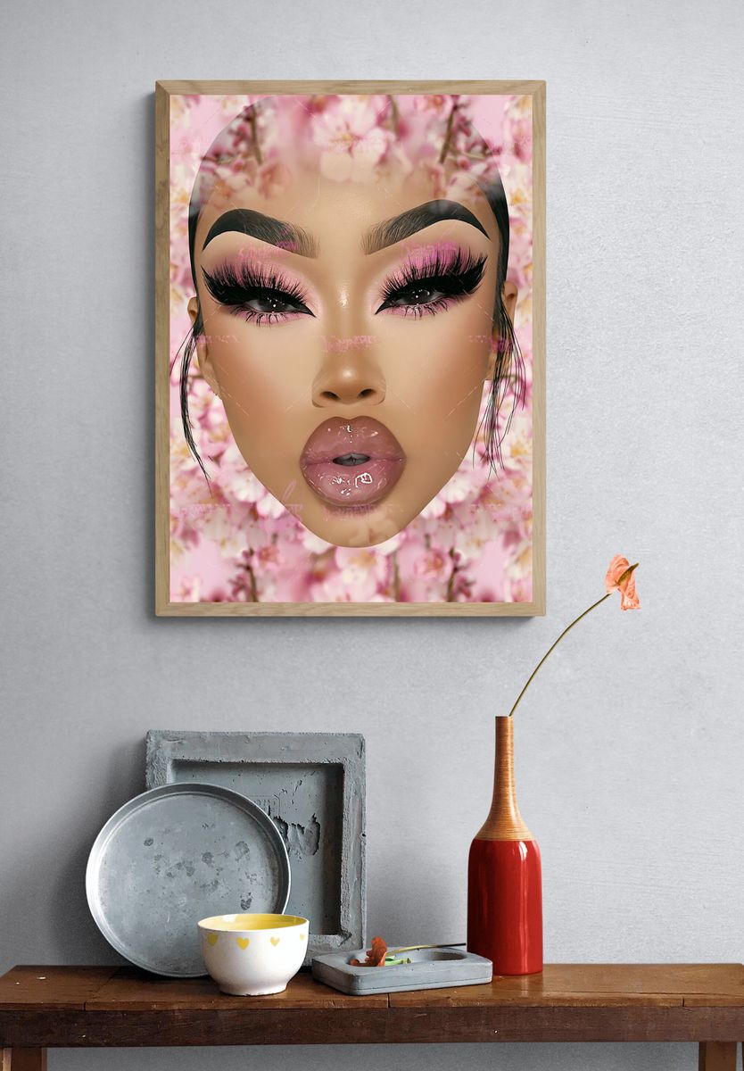 Pink Glam Portrait Illustration Poster. — room view 3