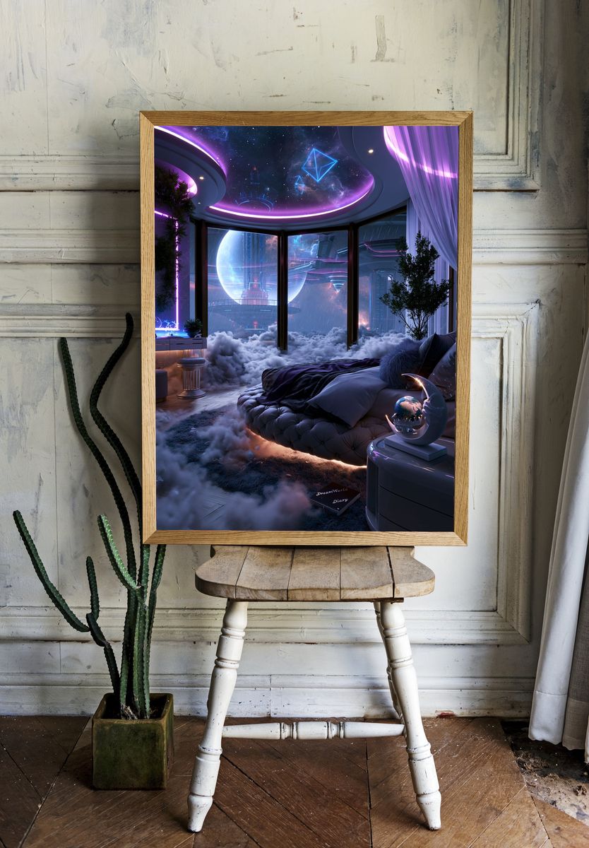 Futuristic Space Bedroom Poster. — room view 1