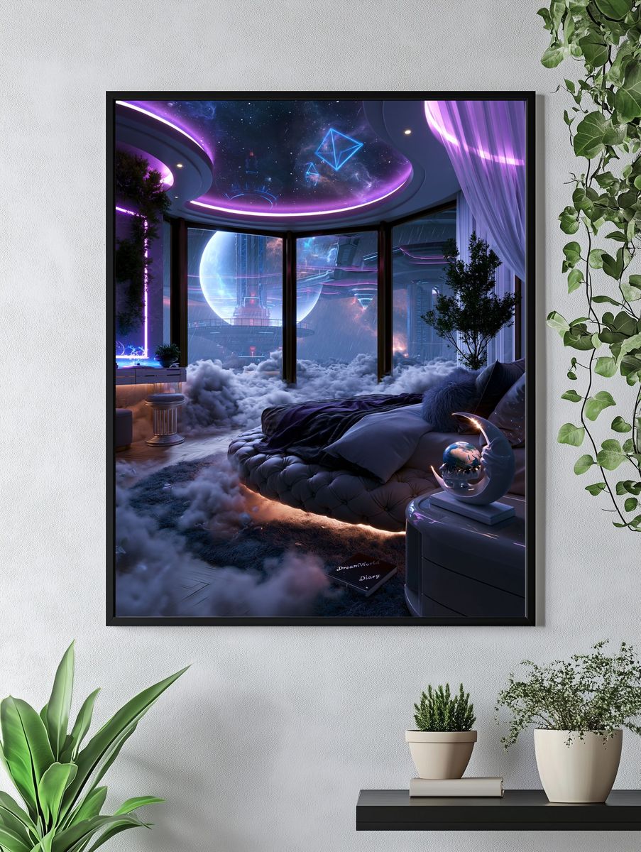 Futuristic Space Bedroom Poster. — room view 4