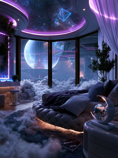Futuristic Space Bedroom Poster. poster