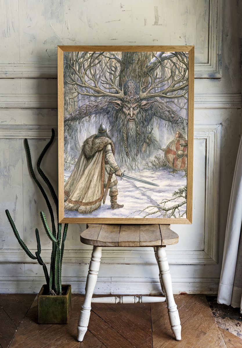 Forest Giant Fantasy Illustration Poster. — room view 1